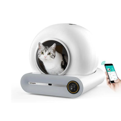 Self Cleaning Cat Litter Box, Ultra-Safe Protection Automatic Cat Litter Box, APP Control/Lower Entry/Large Capacity